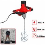 Badem10 Elektrikli Boya Harç Karıştırıcı 2200 W Çift Kulp Ergonomik Mikser Ucu Güçlü Karıştırma Makinesi - Kırmızı