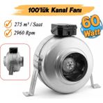 Badem10 Elektrikli Kanal Tipi Metal Radyal Fan 100 mm 60 W Aspiratör Havalandırma Fanı Kirli Hava Tahliye