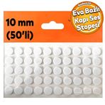 Badem10 Eva Bazlı Darbe Ses Kapı Stoperi Keçe Yapışkanlı 10 Mm (50'Li Paket) Dolap Kapak Çekmece Daire Beyaz