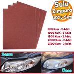 Badem10 Far Temizleme Ince Kalın Kağıt El Su Zımparası Kağıdı Araç Parlatma Seti 500-1000-1500-2000-2500 Kum 10 Adet