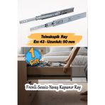 Badem10 Frenli (1 Çift ) En: 4.3 cm Uzunluk:40 cm Teleskopik Çekmece Rayı Bilyalı Dolap Çekmecesi Ray Metal
