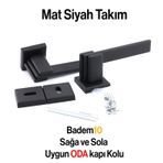Badem10 Fulya Lüx Mat Siyah Oda Kapı Kolu Rozetli Sürgülü ve Çelik Kapı Sağa Sola Uygun Kapı Kolları Kulpu