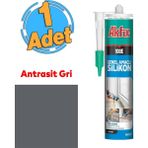 Badem10 Genel Amaçlı Antrasit Gri Akrilik Mastik Silikon 280 ml Kapı Pencere Pvc Montaj Yalıtım Yapışma - Beyaz