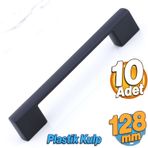 Badem10 Gölcük 128 mm (Sert Plastik) 10 Adet Siyah Mobilya Çekmece Mutfak Dolap Dolabı Kulpu Kulbu Kulpları