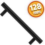 Badem10 Gül Boylu Mobilya Mutfak Çekmece Dolap Dolabı Kapak Kulpu Kulbu 128 mm Metal Mat Siyah Kulpları