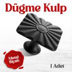 Badem10 Güneş Kare Düğme Mat Siyah Kulp Mobilya Mutfak Dolabı Çekmece Dolap Kulpları Kapak Kulpu Metal - Tek Vidalı