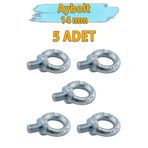 Badem10 Halka Civata Aybolt 5 ADET 14 mm Civatası Paslanmaz Çelik Dayanıklı Montaj Sabitleme Hırdavat Ürünü