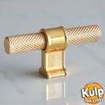 Badem10 Hisar Altın Gold Metal Kulp Tek Vida Tırtık Desen Çekmece Mutfak Mobilya Dolabı Dolap Kulpları Kulbu