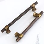 Badem10 Hisar Antik Sarı Metal Kulp 192 mm Tırtıklı Desen Mobilya Dolap Çekmece Mutfak Dolabı Kulpları Kulbu