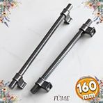 Badem10 Hisar Füme Düz Metal Kulp 160 mm Mobilya Çekmece Mutfak Dolabı Dolap Kulpları Kulpu Kulbu