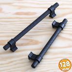 Badem10 Hisar Siyah Metal Kulp 128 Mm-12.8 cm Mobilya Çekmece Mutfak Dolabı Dolap Kulpları