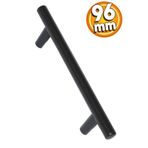 Badem10 Hitit Mobilya Mat Siyah Metal 96 mm Dolap Kapak Çekmece Kulbu