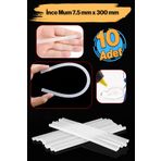 Badem10 İnce Mum 10 ADET Silikon 7.5 mm Uzunluk 30 cm Çubuk Sıcak Silikon Hobi Eşya Maket Yapıştırma Slikon