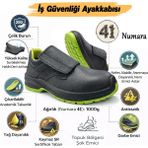 Badem10 Iş Güvenliği Ayakkabısı S2 Cırtlı 41 Numara Deri Çelik Burunlu Kaymaz Tabanlı Kaynak Ayakkabıları - Yeşil - Siyah