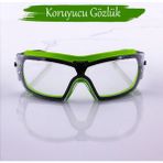 Badem10 Iş Güvenlik Gözlüğü Buğulanmaz Lazer Uv Koruyucu Toz Korumalı Gözlük Silikon Kulaklık Şeffaf - Füme - Standart