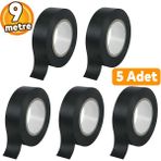 Badem10 Izole Pvc Elektrikçi Elektirik Kablo Bandı Siyah Renk Bant Bandı Eni: 1.9 cm Uzunluk: 9 Metre 5 Adet