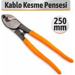 Badem10 Kablo Halat Kesici Pense 250 mm Profesyonel Çelik Tel Kesme Makası Sanayi Tipi Güçlü Kesim Aleti - Turuncu