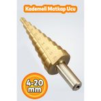 Badem10 Kademeli Matkap Ucu 4 20 mm Titanyum Kaplama Metal Sac Delme Spiral Uç Seti Konik Basamaklı Çelik