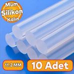 Badem10 Kalın 10 ADET Mum Silikon 11.2 mm Çubuk Sıcak Silikon Hobi Süs Hediyelik Eşya Maket Yapıştırma