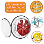 Badem10 Kapaklı Banyo Wc İşyeri Havalandırma Aspiratörü Fanı Kirli Hava Kötü Koku Metal Vantilatör 250 mm