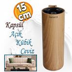 Badem10 Kapsül Ayak Mobilya Yükseltici Kanepe TV Ünitesi Koltuk Ayağı Baza Ayakları Açık Kübik Ceviz 15 cm