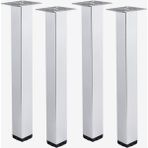 Badem10 Kare Tablalı 4 Adet 71 cm Krom Gümüş 6 cm Çap Metal Sehpa Masa Ayağı Mobilya Destek Yükseltici Ayak