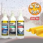 Badem10 Kış Bakım 4'lü Set Otomobil Araba Araç Kar Cam Ayna Buğu Önleyici Yağmur Kaydırıcı Buz Çözücü Bez