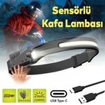 Badem10 Klaus Sensörlü Kafa Lambası Ledli Şarjlı Pilli Kamp 5+3 W 350 Lümen Kafa Feneri El Feneri