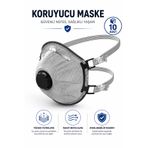Badem10 Kubbeli Toz Maskesi 10 Adet FFP2 Gri Yüksek Filtreleme Koruyucu Solunum Maskesi