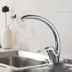 Badem10 Kuğu Mix Banyo Lavabo Musluğu Eyve Sıcak Soğuk Çift Su Girişli Çeşmesi Bataryası 22 cm - Krom