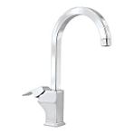 Badem10 Kuğu Mix Uzun Banyo Lavabo Musluğu Eyve Sıcak Soğuk Çift Su Girişli Çeşmesi Bataryası 36 cm