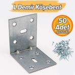 Badem10 L Demir Gönye 40X50X50 mm (50 Adet) Mobilya Raf Dolap Sabitleme Köşebent Dayanıklı Bağlantı Aparatı - Metalik Gri