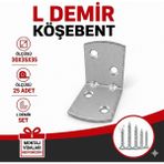 Badem10 L Demir Köşebent Oval Başlı 30X35X35 mm 25 Adet Set Güçlü Sabitleme Mobilya Bağlantı Aparatı - Gri