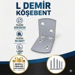Badem10 L Demir Köşebent Oval Başlı 30X35X35 mm 50 Adet Set Dayanıklı Demir Bağlantı Sabitleme Aparatı - Gri