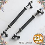 Badem10 Ladin Antik Gümüş Metal Kulp Kulpu 224 mm Mobilya Çekmece Mutfak Dolabı Dolap Kapak Kulpları Kulbu