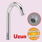 Badem10 Lavabo Mutfak Musluk Batarya Kuğu Metal Lüks Uzun Evye Borusu Krom Su 360° Dönen Kaliteli Dayanıklı - Gri