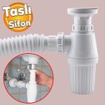 Badem10 Lavabo Sifonu Körüklü Sökülebilir Tas'lı Mutfak Banyo Evye Pis Su Gideri Borusu Plastik 38 Cm