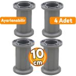 Badem10 Letto Ayarlanabilir Dolap Mobilya Koltuk Kanepe Tezgah Tv Ünitesi Ayağı Gri Ayakları 10 cm 4 Adet