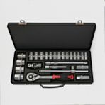 Badem10 Lokma Seti 1/2" Cr-V Çelik 26 Parça Profesyonel Tamir Bakım Lokma Anahtar Ucu Çok Amaçlı Set - Metalik Gri