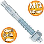 Badem10 M12x110 mm Klipsli Çelik Dübel