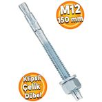 Badem10 M12x150 mm Klipsli Çelik Dübel