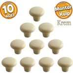 Badem10 Mantar Düğme Sert Plastik Kulp Krem Dolap Mobilya Mutfak Dolabı Çekmece Kapak Kulbu 10 Adet