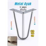 Badem10 Martı 12 cm Krom Gümüş Metal Mobilya Ayağı Üçgen Modern Tasarım Koltuk Sehpa Masa Tv Ünitesi Uyumlu