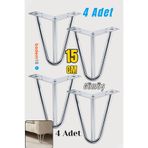 Badem10 Martı 15 cm 4lü Set Gümüş Krom Metal Mobilya Ayağı Üçgen Modern Tasarım Koltuk Sehpa Masa Tv Ünitesi