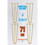 Badem10 Martı 71 cm Gold Altın 4'lü Set Metal Masa Dresuar Sehpa Ayağı Dayanıklı Mobilya Yükseltici Destek