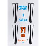 Badem10 Martı Siyah Metal Masa Dresuar Sehpa Ayağı 71 cm 4’lü Set Dayanıklı Mobilya Destek Ayağı Yükseltici