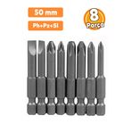 Badem10 Matkap Ucu Uçları 50 mm Yıldız Düz Bits Vidalama Uç Seti Ph+Pz+Sl 8 Parça