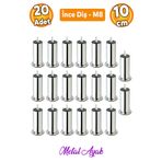 Badem10 Metal Krom (10 Cm) Baza Koltuk Kanepe Mobilya Yatak Çekyat Ayağı Ince Diş M8 Metrik Ayakları 20 Adet