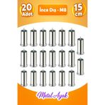 Badem10 Metal Krom (15 CM) Baza Koltuk Kanepe Mobilya Yatak Çekyat Ayağı Ince Diş M8 Metrik Ayakları 20 Adet
