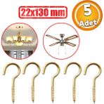 Badem10 Metal Piton Vidalı Gerdirme 22X130 Çekme Kaldırma Tavan Açık Ağız Kancalı Avize Asma Kiti 5 Adet